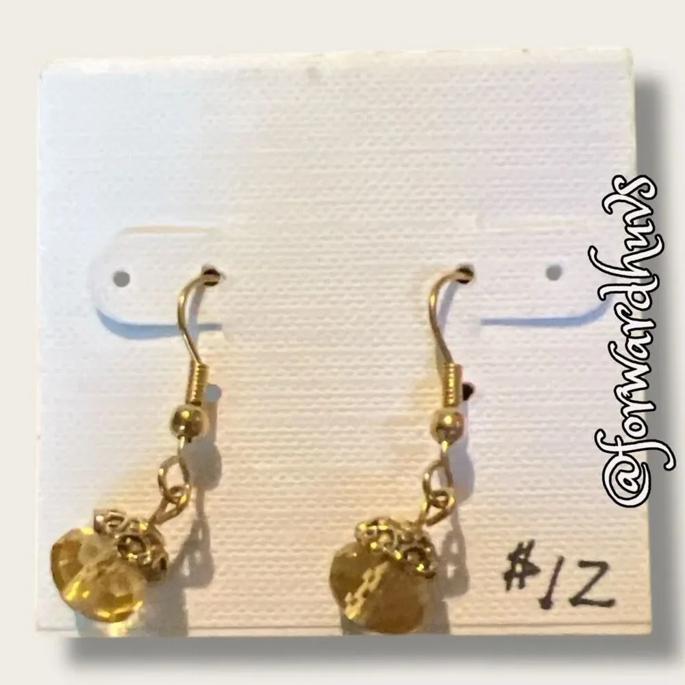 Bundle Sale 3 for $15 | Handcrafted Yellow Faceted Bead Dangle Earrings